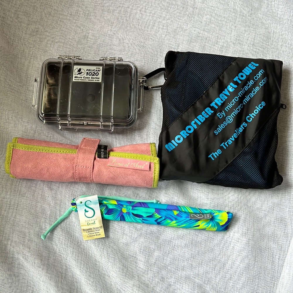 Travelers gift set includes essentials for a trip, cruise, safari, etc.